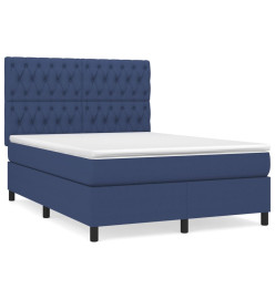 Lit à sommier tapissier avec matelas Bleu 140x190 cm Tissu