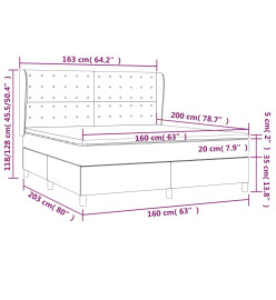 Lit à sommier tapissier avec matelas Noir 160x200 cm Tissu