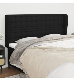 Tête de lit avec oreilles Noir 163x23x118/128 cm Tissu