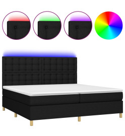 Sommier tapissier et matelas et LED Noir 200x200 cm Tissu