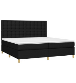 Sommier tapissier et matelas et LED Noir 200x200 cm Tissu