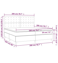 Sommier tapissier et matelas et LED Noir 200x200 cm Tissu