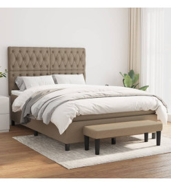 Lit à sommier tapissier avec matelas Taupe 140x190 cm Tissu