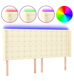 Tête de lit à LED Crème 183x16x118/128 cm Similicuir