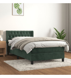 Lit à sommier tapissier avec matelas Vert foncé 100x200 cm
