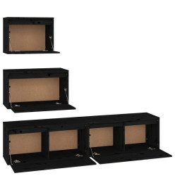 Meubles TV 4 pcs Noir Bois massif de pin