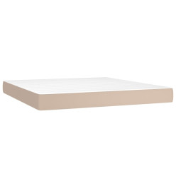 Sommier tapissier matelas LED Cappuccino 160x200 cm Similicuir