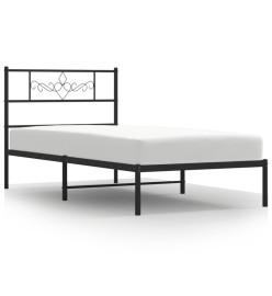 Cadre de lit métal avec tête de lit noir 107x203 cm