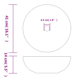 Vasque à poser gris rond Φ41x14 cm céramique