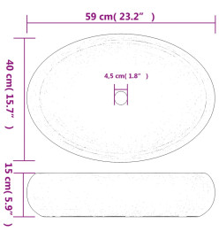 Vasque à poser marron ovale 59x40x15 cm céramique