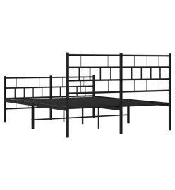 Cadre de lit métal avec tête de lit/pied de lit noir 140x190 cm