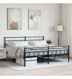 Cadre de lit métal avec tête de lit/pied de lit noir 183x213 cm