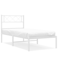 Cadre de lit métal avec tête de lit blanc 107x203 cm