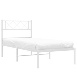 Cadre de lit métal avec tête de lit blanc 107x203 cm