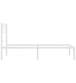 Cadre de lit métal avec tête de lit blanc 107x203 cm