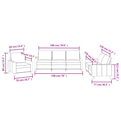 Ensemble de canapés 3 pcs avec coussins Noir Similicuir