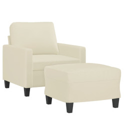 Fauteuil avec repose-pied Crème 60 cm Similicuir