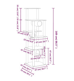 Arbre à chat avec griffoirs en sisal Crème 169 cm