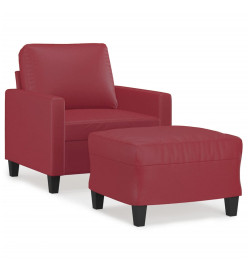 Fauteuil avec repose-pied Rouge bordeaux 60 cm Similicuir