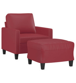 Fauteuil avec repose-pied Rouge bordeaux 60 cm Similicuir