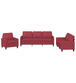 Ensemble de canapés 3 pcs et coussins Rouge bordeaux Similicuir