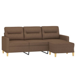 Canapé à 3 places avec repose-pieds Marron 180 cm Tissu