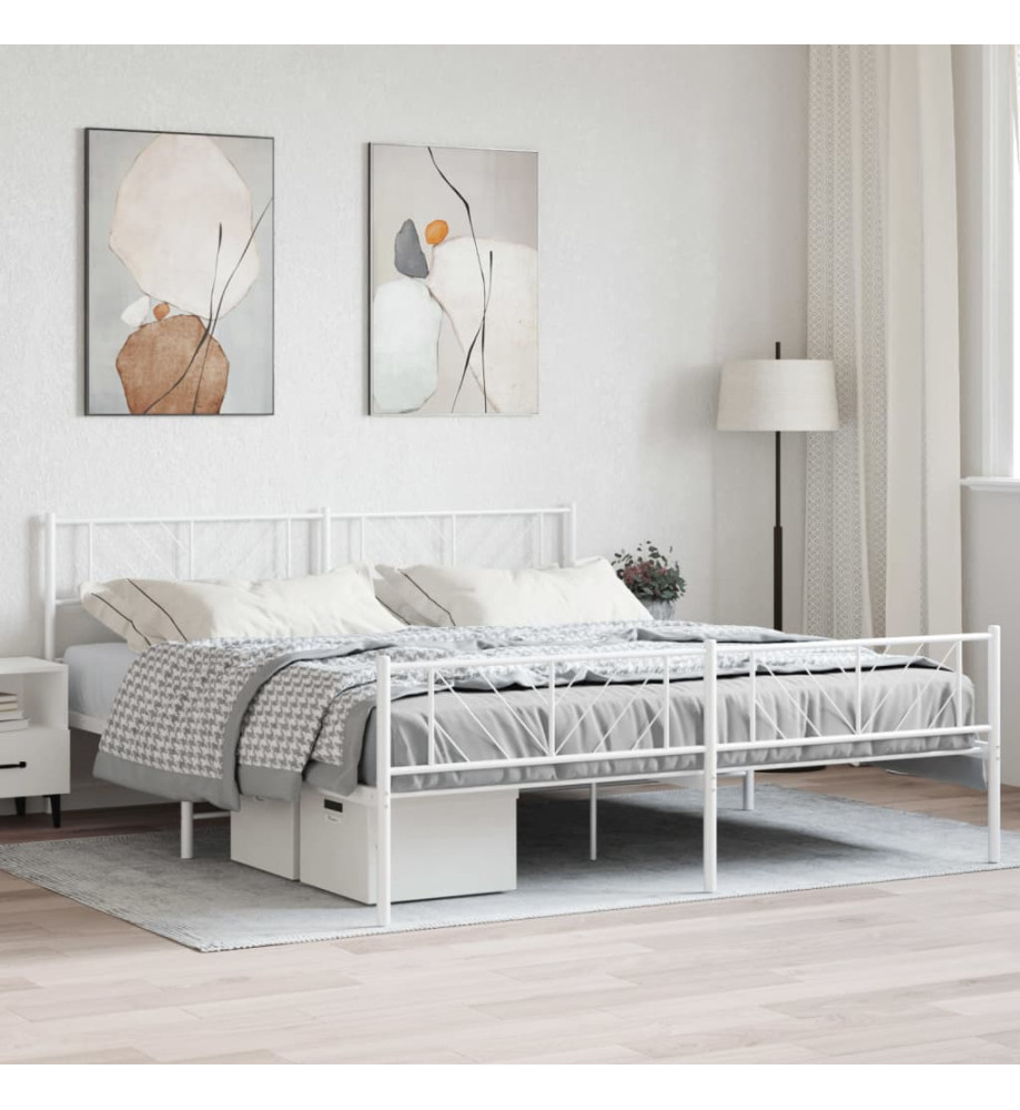 Cadre de lit métal avec tête de lit/pied de lit blanc 180x200cm Cadre de lit métal avec tête de lit/pied de lit blanc 180x200cm