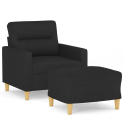 Fauteuil avec repose-pied Noir 60 cm Tissu