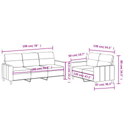 Ensemble de canapés 2 pcs avec coussins Gris clair Tissu