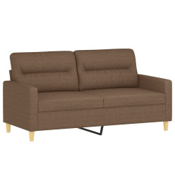 Canapé 2 places avec oreillers décoratifs marron 140 cm tissu