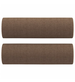 Canapé 2 places avec oreillers décoratifs marron 140 cm tissu