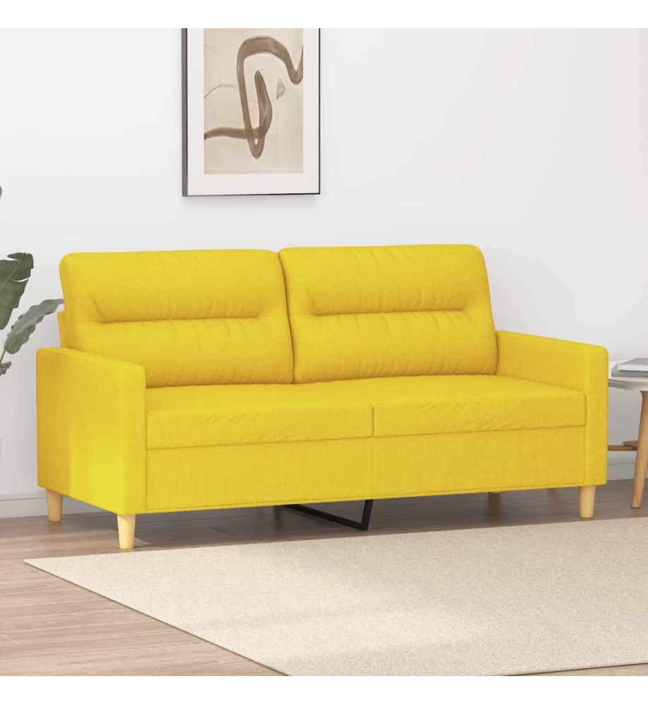 Canapé à 2 places Jaune clair 140 cm Tissu