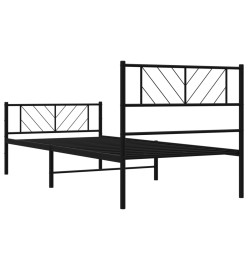 Cadre de lit métal avec tête de lit/pied de lit noir 90x190 cm