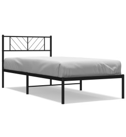 Cadre de lit métal avec tête de lit noir 107x203 cm
