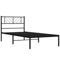Cadre de lit métal avec tête de lit noir 107x203 cm