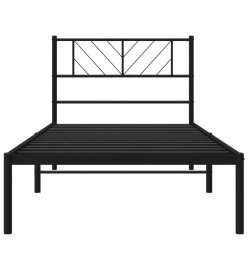Cadre de lit métal avec tête de lit noir 107x203 cm