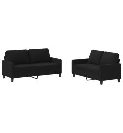 Ensemble de canapés 2 pcs avec coussins Noir Tissu