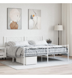 Cadre de lit métal avec tête de lit/pied de lit blanc 180x200cm