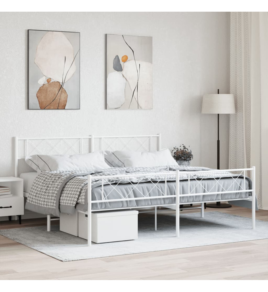 Cadre de lit métal avec tête de lit/pied de lit blanc 180x200cm Cadre de lit métal avec tête de lit/pied de lit blanc 180x200cm