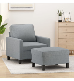 Fauteuil avec repose-pied Gris clair 60 cm Tissu