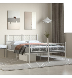 Cadre de lit métal avec tête de lit/pied de lit blanc 140x190cm