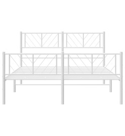 Cadre de lit métal avec tête de lit/pied de lit blanc 140x190cm