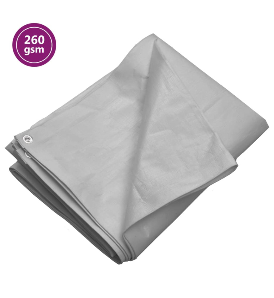 Bâche 260 g/m² 6x10 m Gris PEHD