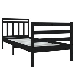 Cadre de lit Noir Bois massif 90x190 cm Simple