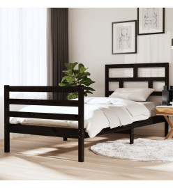 Cadre de lit Noir Bois massif 90x190 cm Simple