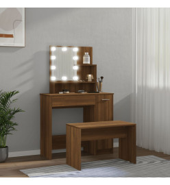 Ensemble de coiffeuse avec LED Chêne marron Bois d'ingénierie