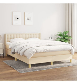 Lit à sommier tapissier avec matelas Crème 140x190 cm Tissu