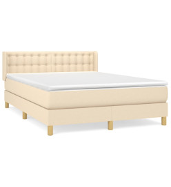 Lit à sommier tapissier avec matelas Crème 140x190 cm Tissu