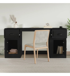 Bureau avec armoire noir bois d'ingénierie