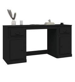 Bureau avec armoire noir bois d'ingénierie